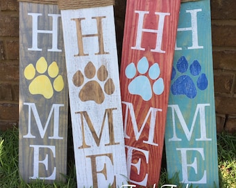 Paw Print Home Sign - Rustic Paw Sign - Paw Print sign - Home sign with Paw Print - Pet Decor - Paw Print wood sign  - Dog Sign- Cat Sign