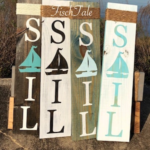 Sailboat Sign - Welcome - Sail wood sign - Sailing sign with Sailboat - Wood boat home sign - Sailboat wooden sign - beach sign - Nautical