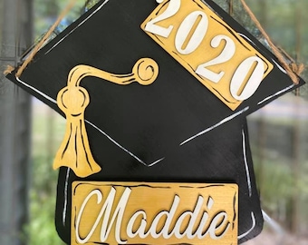 Personalized Graduation Cap Door Hanger - Interchangeable Name & Year