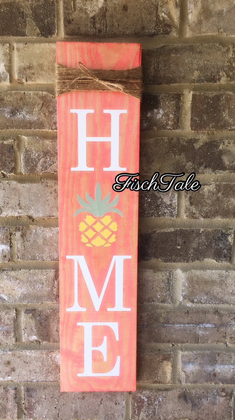 Pineapple Home Sign Welcome Pineapple sign Home sign with Pineapple Wooden home sign Pineapple wooden sign Aloha sign Fruit image 8