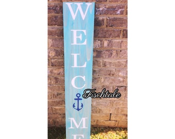 Large Welcome Sign with anchor - tropical Welcome - Wood Sign -  any symbol Welcome - nautical Porch Sign - Welcome Sign - beach decor 4’