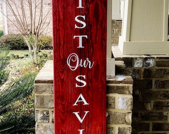 Shutter Style Christmas Sign - Christ Our Savior is born sign - Merry Christmas - Rustic Wood Shutter