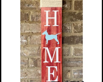 English Bull Terrier Home Sign - Rustic Bully Breed Decor