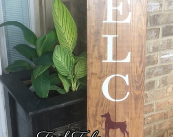 Large Rustic Welcome Sign – Doberman Dog Porch Decor