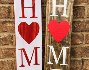 Heart Home Sign – Rustic Wooden Family Love Decor