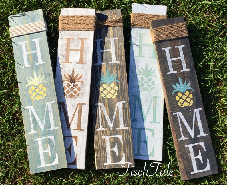 Pineapple Home Sign Welcome Pineapple sign Home sign with Pineapple Wooden home sign Pineapple wooden sign Aloha sign Fruit image 7