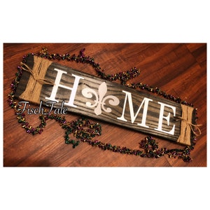 Horizontal Symbol Sign -  Fleur De Lis Home Sign - Rustic french symbol sign - Any symbol horizontal home sign - Nola Home Decor Sign