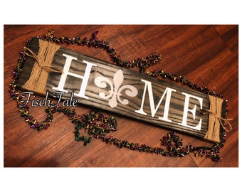 Horizontal Symbol Sign -  Fleur De Lis Home Sign - Rustic french symbol sign - Any symbol horizontal home sign - Nola Home Decor Sign