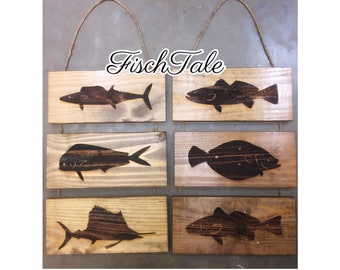 Laser Engraved Wood Fishing Grand Slam Sign – Father's Day Gift