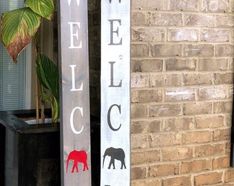 Large Welcome Sign with elephant - elephant Welcome - Wood Sign -  RTR Welcome - football sign - Rustic Roll Tide Porch Sign