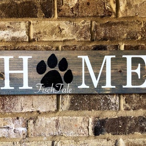 Horizontal paw Sign - Dog Home Sign - Rustic dog sign - Paw print Home Sign - Any symbol horizontal home sign - Dog - Pet Home Decor Sign