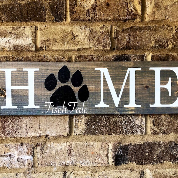 Horizontal paw Sign - Dog Home Sign - Rustic dog sign - Paw print Home Sign - Any symbol horizontal home sign - Dog - Pet Home Decor Sign