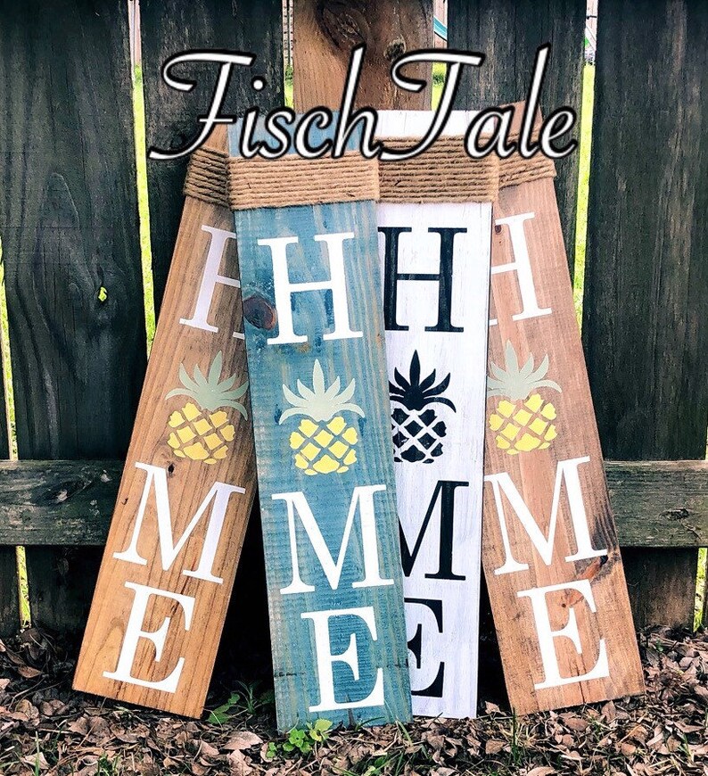 Pineapple Home Sign Welcome Pineapple sign Home sign with Pineapple Wooden home sign Pineapple wooden sign Aloha sign Fruit image 1