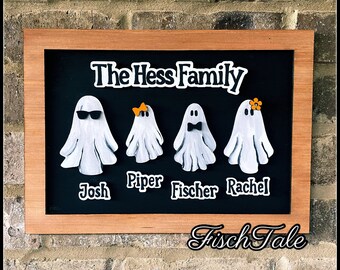 Personalized Ghost Family Halloween Sign - 3D Spooky Wood Decor
