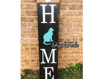 Large home Sign with cat - Kitty home - Wood Sign -  any pet home - Rustic symbol Porch Sign - Welcome kitten porch Sign