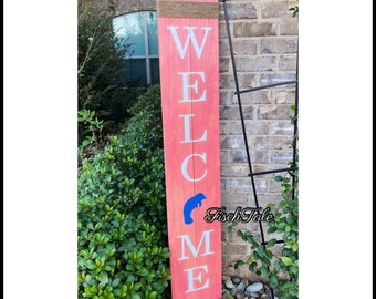 Large Welcome Shutter Sign with pelican symbol - Welcome  - any symbol Welcome - Rustic beach Porch Sign - beach bird - nautical sign