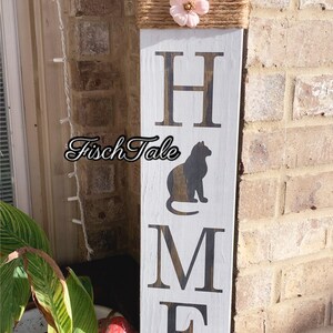 Cat Home Sign - Welcome - Cat Sign - Sign With Kitty Cat - Wooden Sign ...