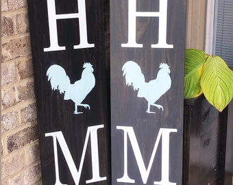Large home Sign with rooster - Farm Welcome - Wood Sign -  any symbol Welcome - Rustic symbol Porch Sign - chicken porch Sign - Farming Sign