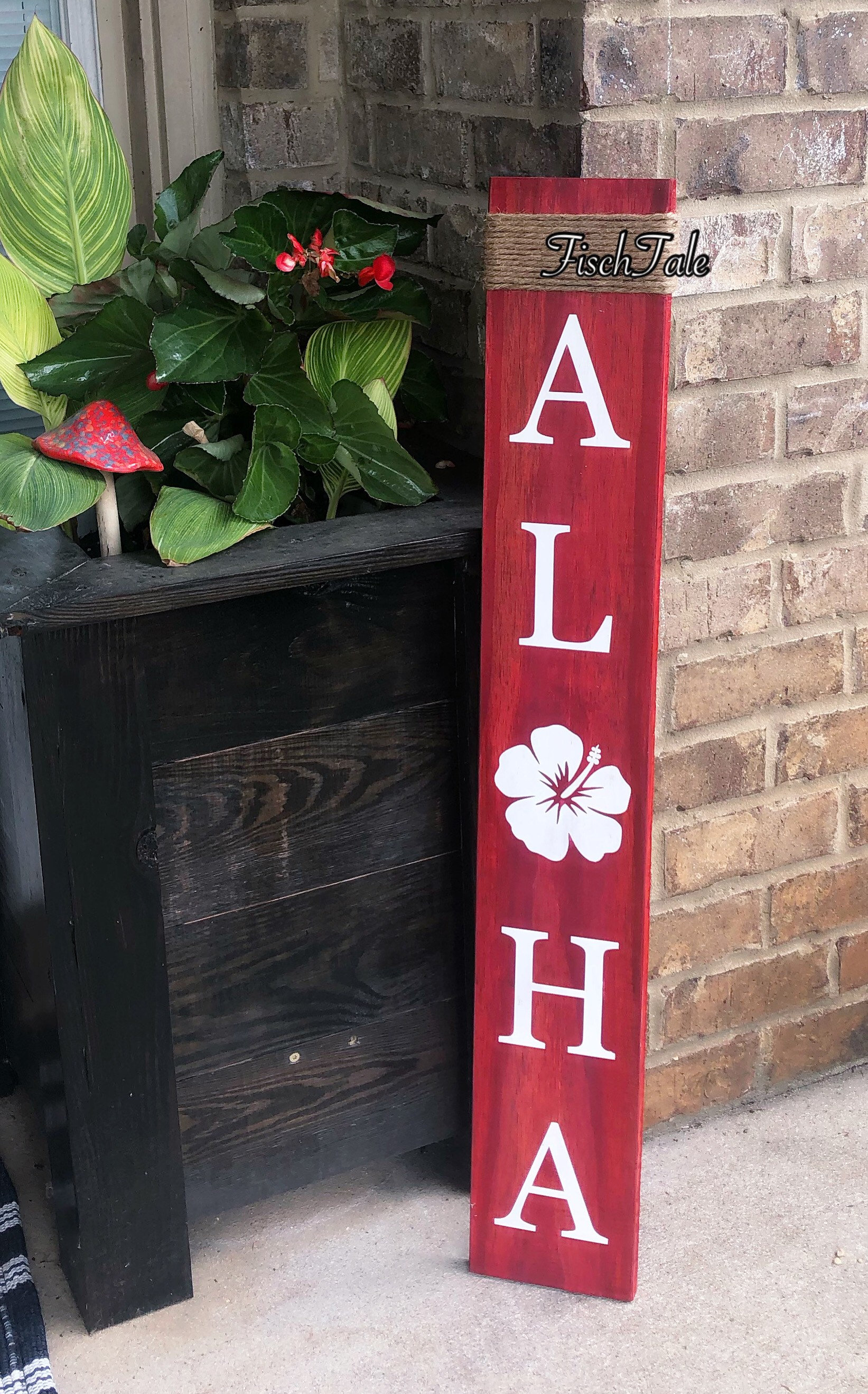 Aloha Welcome Wood Sign – Hawaiian Decor With Hibiscus, 3ft - Etsy