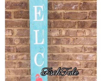 Rustic Flamingo Welcome Sign – Tropical Porch Decor (6" x 60")