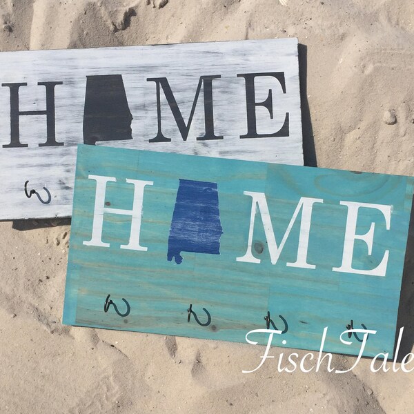 State Home sign with hooks - State Key Ring - Any state Sign with hooks