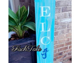 Large Welcome Sign with mermaid - tropical Welcome - Wood Sign -  any symbol Welcome - nautical Porch Sign - Welcome Sign - beach decor 4’