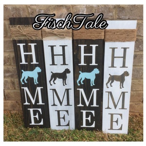 Boxer Dog Home Sign - Rustic Wood, Personalized Brindle Decor