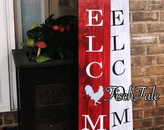 Large Welcome Sign with rooster - Chicken Welcome - Wood Farm Sign -  any symbol Welcome - Rooster Porch Sign - Welcome country Sign -Farmer