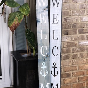 Large Welcome Sign with anchor - boat Welcome - Wood Sign -  ship Welcome - nautical sign - Rustic anchor Porch Sign
