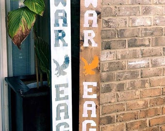 Large War Eagle Welcome Sign – Rustic Football Porch Decor