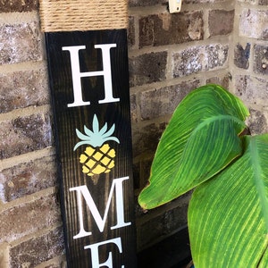 Pineapple Home Sign Welcome Pineapple sign Home sign with Pineapple Wooden home sign Pineapple wooden sign Aloha sign Fruit image 6