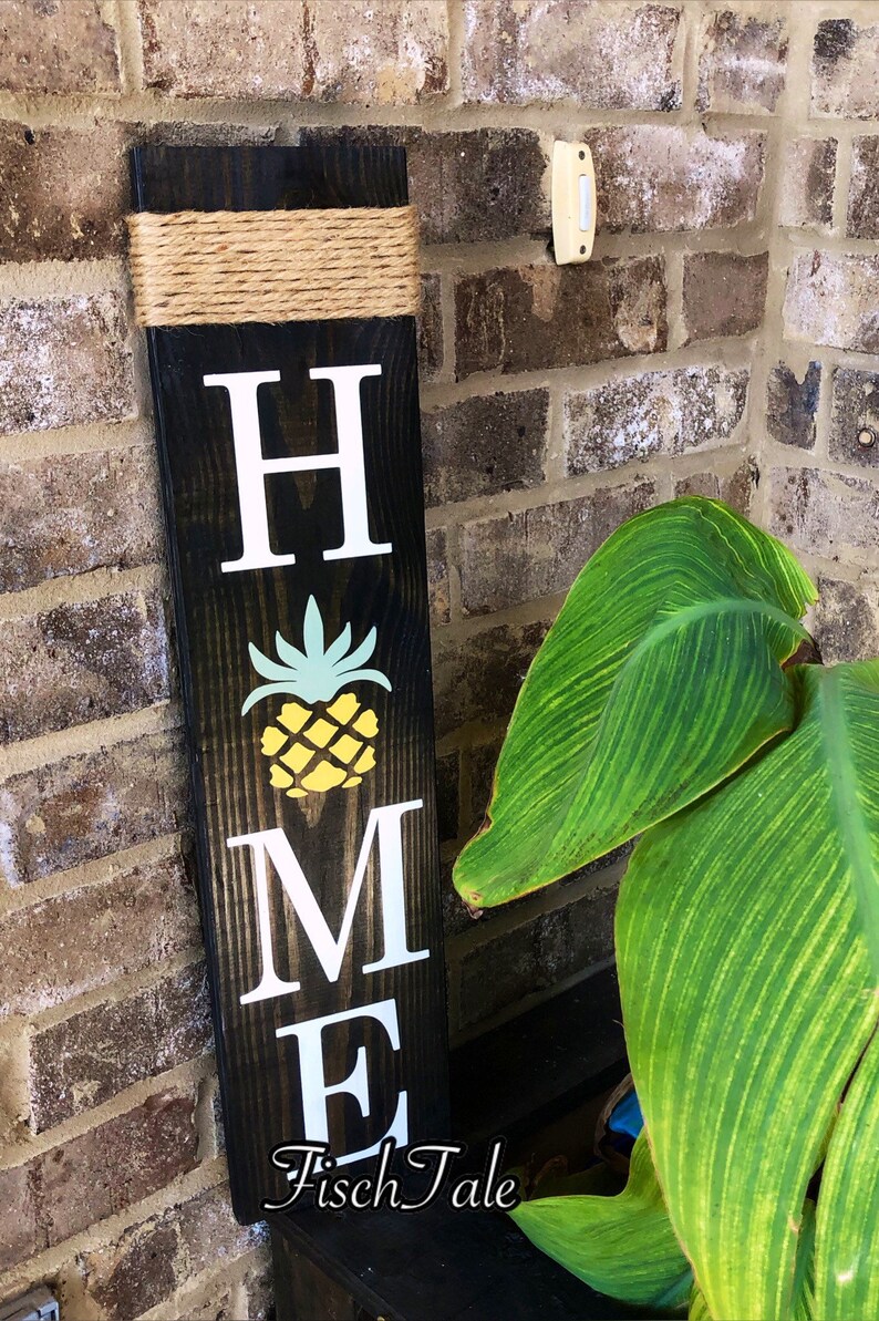 Pineapple Home Sign Welcome Pineapple sign Home sign with Pineapple Wooden home sign Pineapple wooden sign Aloha sign Fruit image 6