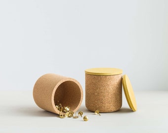 Emke Cork Vessel - MERIGOLD Cork Lid - Desk Tidy - Storage Pot