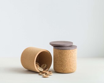 Emke Cork Vessel - FOSSIL Cork Lid - Desk Tidy - Storage Pot