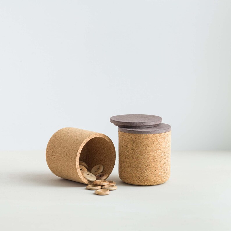 Emke Cork Vessel FOSSIL Cork Lid Desk Tidy Storage Pot image 1