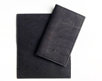 Cork Vegan Leather Cardholder - Charcoal