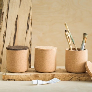 Emke Cork Vessel Ash Cork Lid Desk Tidy Storage Pot image 4