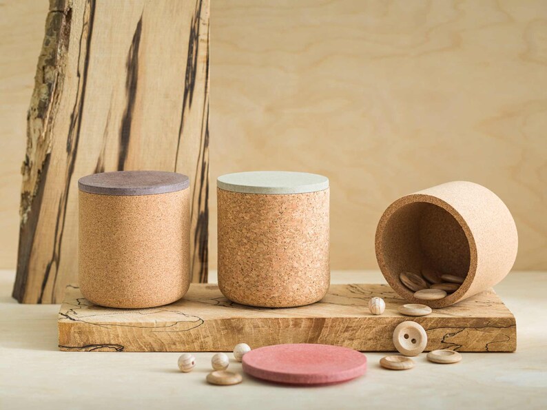 Emke Cork Vessel FOSSIL Cork Lid Desk Tidy Storage Pot image 3