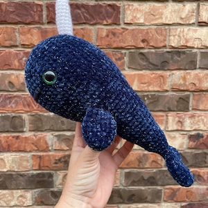 Sparkly Crochet Stuffed Narwhal