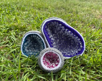 Crochet Geode with Glass Beads