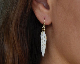 Handmade Sanibel Auger Shell Earrings: 14k Gold Plated Beach Jewelry