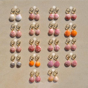 Calico Scallop Huggie Hoop Earrings: Gold-Plated Sanibel Seashell Jewelry, Bowman's Beach Collection
