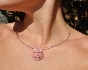 Sterling Silver Calico Scallop Seashell Choker: South Florida Jewelry