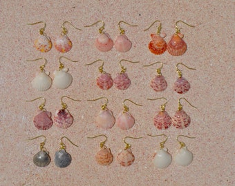 Small Calico Scallop Earrings, Sanibel Seashell Art, Seashell Earrings, Florida Beach Jewelry, 3rd Collection