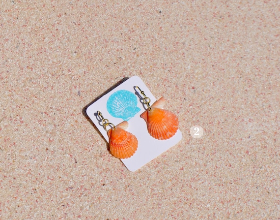 Sanibel Shell Earrings in Orange Coral Sanibel Shell Earrings in Orange Coral