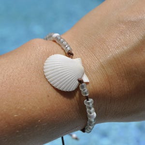 Calico Scallop Seashell Bracelet: Beaded South Florida Jewelry