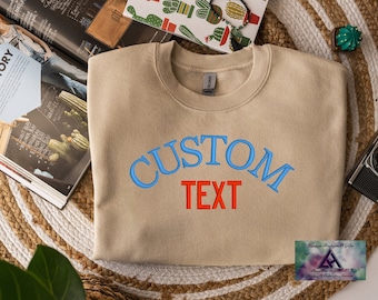 Custom Embroidered Varsity Crewneck - Embroidery Crewneck- Custom Embroidery - Personalized Sweatshirt - Embroidered Sweatshirt, mom gift