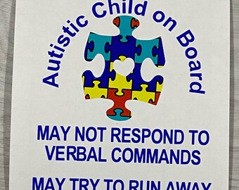 Autistic Child on Board Non Verbal Child With Autism Car Truck Decal Sticker Active