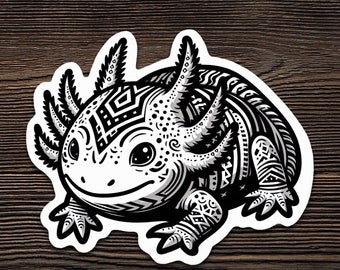 Pegatina de fantasía de axolotl: arte de tatuaje tribal para coche, parachoques o botella