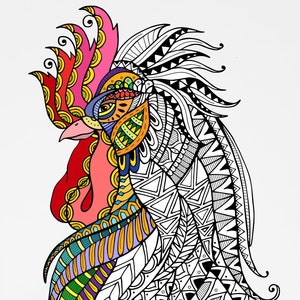 Rooster Coloring Page for Adults